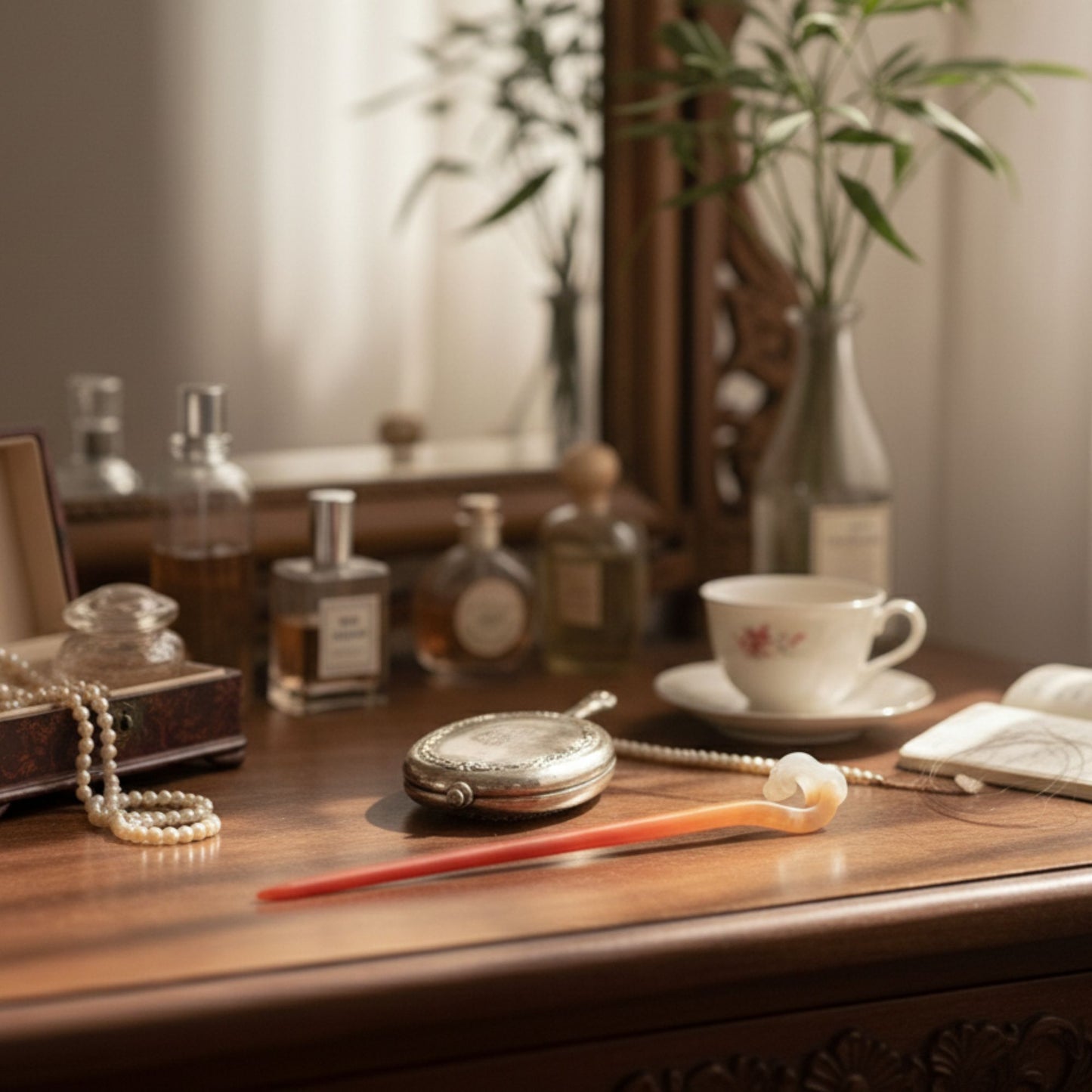 Bâton de Cheveux Ombré en Résine - Coucher de Soleil Orange et Blanc