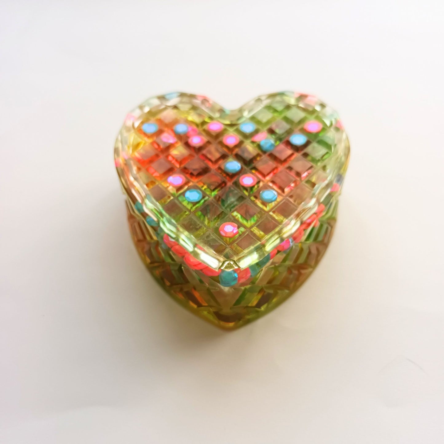 Boîte à Bijoux Cœur Multicolore - Résine Artisanale Fait Main