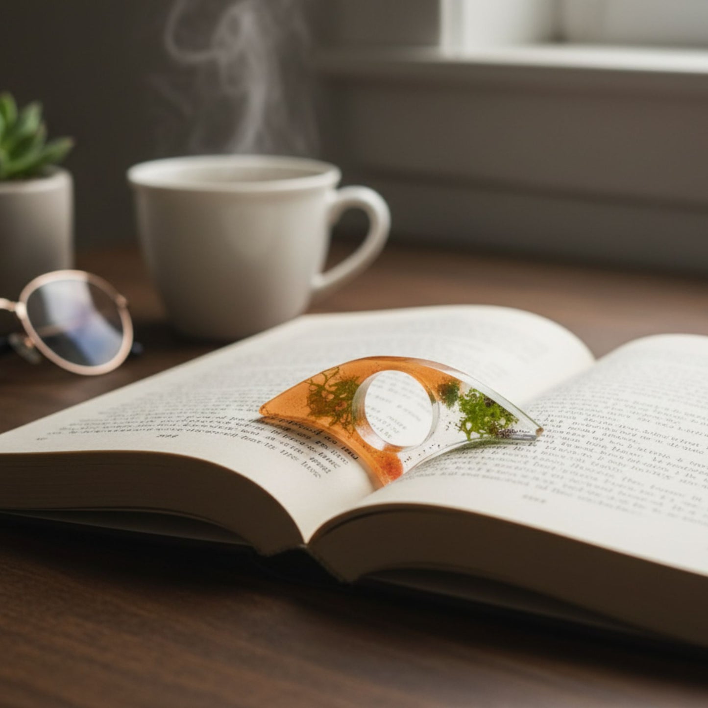 Bague de Lecture Ailée Fleurs Séchées - Résine Artisanale Fait Main