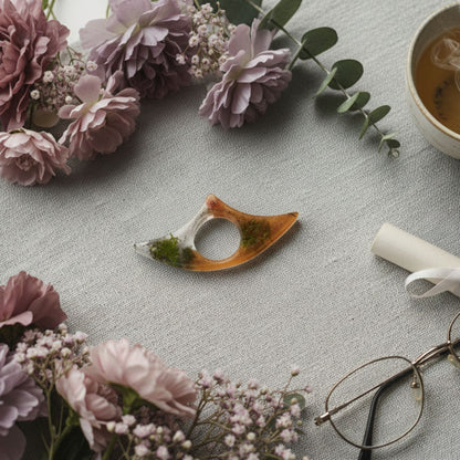 Bague de Lecture Ailée Fleurs Séchées - Résine Artisanale Fait Main