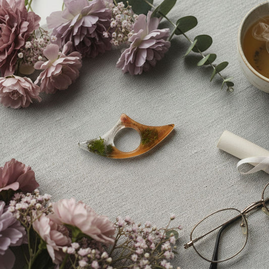 Bague de Lecture Ailée Fleurs Séchées - Résine Artisanale Fait Main