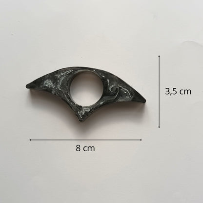Bague de Lecture Ailée Noir Marbré - Résine Artisanale Fait Main