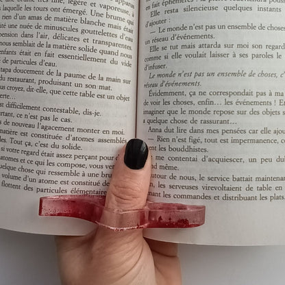 Bague de Lecture Ailée Rouge Pailleté - Résine Artisanale Fait Main