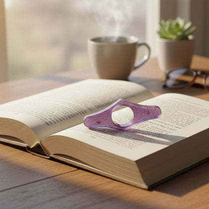 Bague de Lecture Ailée Violet Pailleté - Résine Artisanale Fait Main