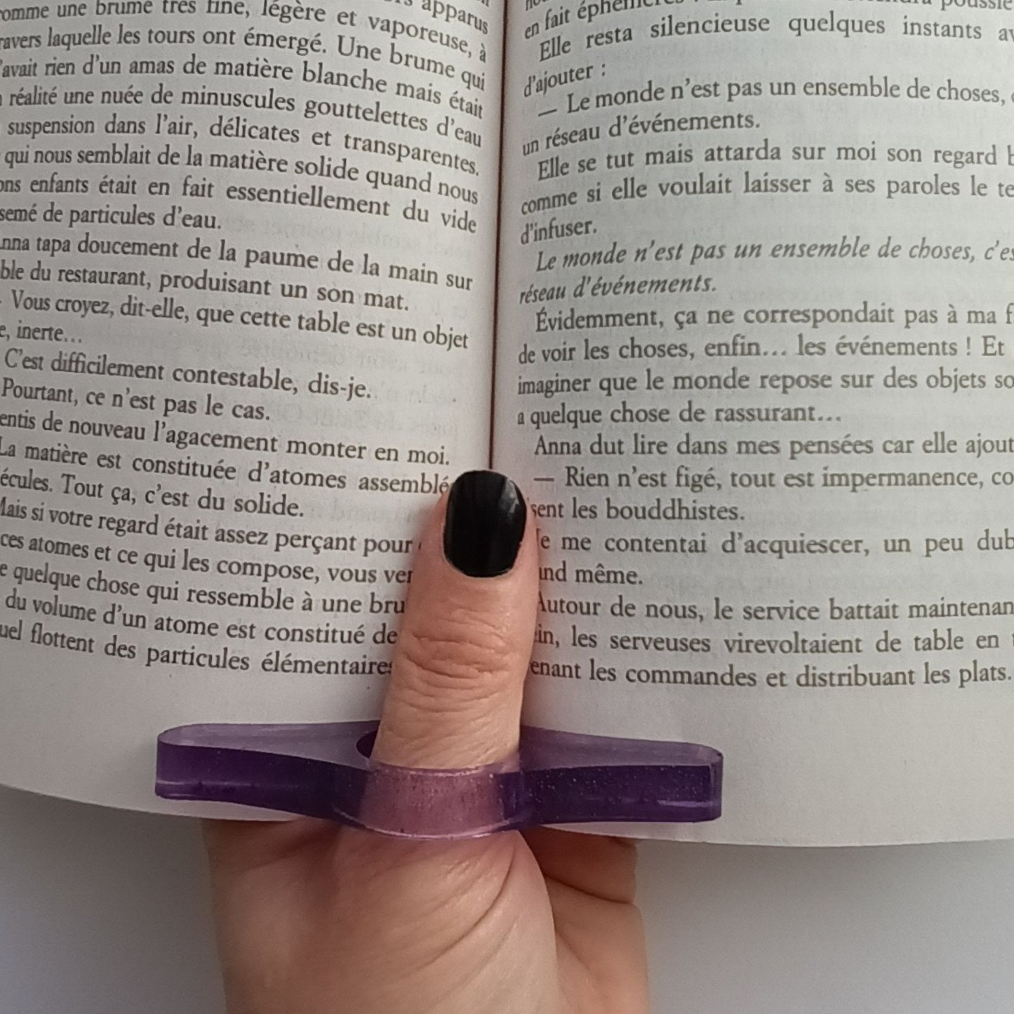 Bague de Lecture Ailée Violet Pailleté - Résine Artisanale Fait Main