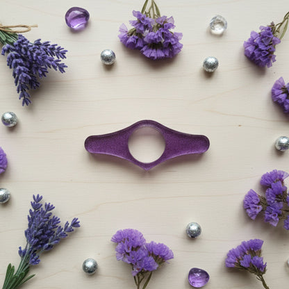 Bague de Lecture Ailée Violet Pailleté - Résine Artisanale Fait Main