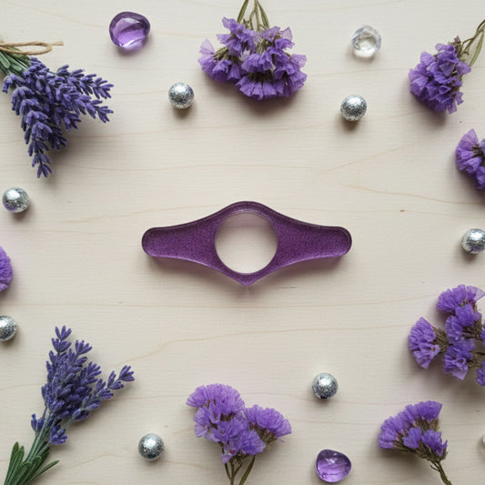 Bague de Lecture Ailée Violet Pailleté - Résine Artisanale Fait Main