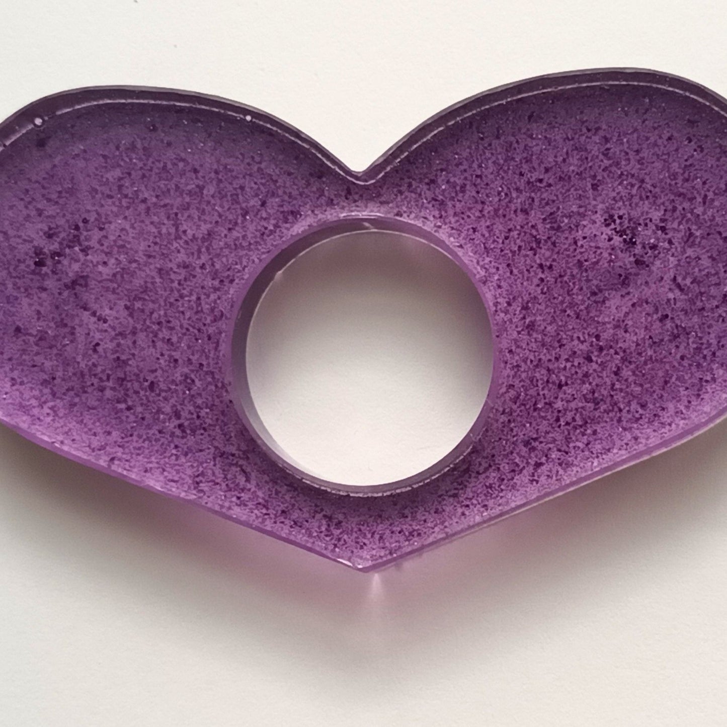 Bague de Lecture Cœur Violet Pailleté - Résine Artisanale Fait Main