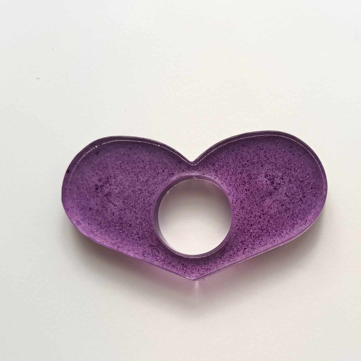 Bague de Lecture Cœur Violet Pailleté - Résine Artisanale Fait Main