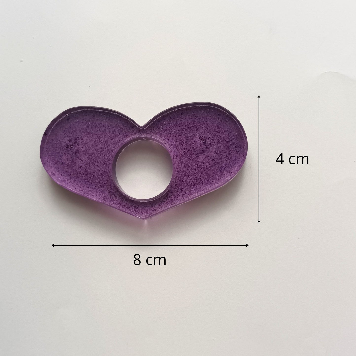 Bague de Lecture Cœur Violet Pailleté - Résine Artisanale Fait Main