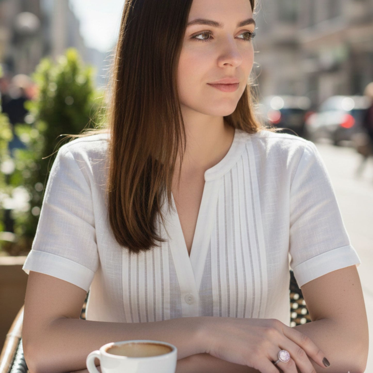 Bague Résine Nacrée et Cristaux Rose Gold- Cabochon 1,5 cm