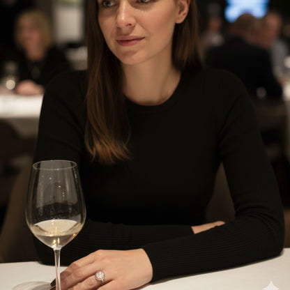 Bague Résine Nacrée et Cristaux Rose Gold- Cabochon 1,5 cm