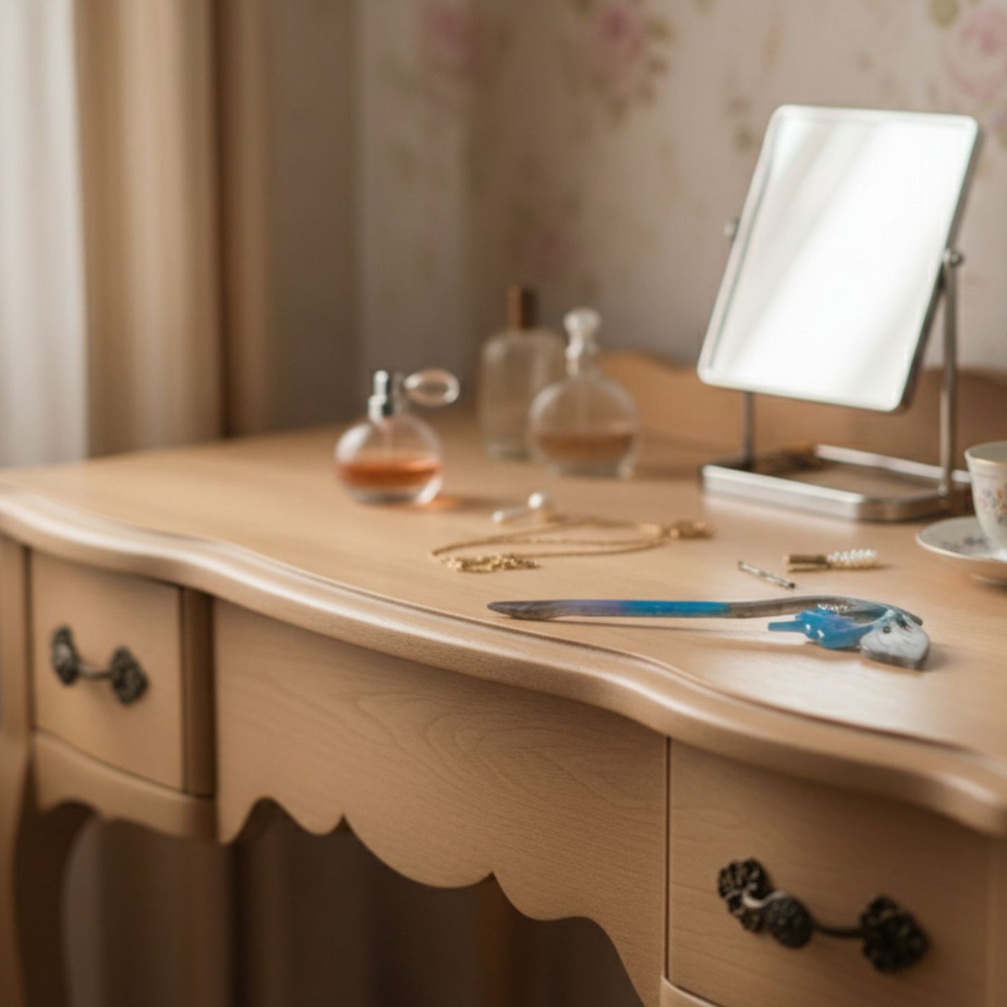 Bâton cheveux résine dégradé bleu gris papillon pailleté - Pic coiffure 17cm poétique - Accessoire artisanal unique fait main