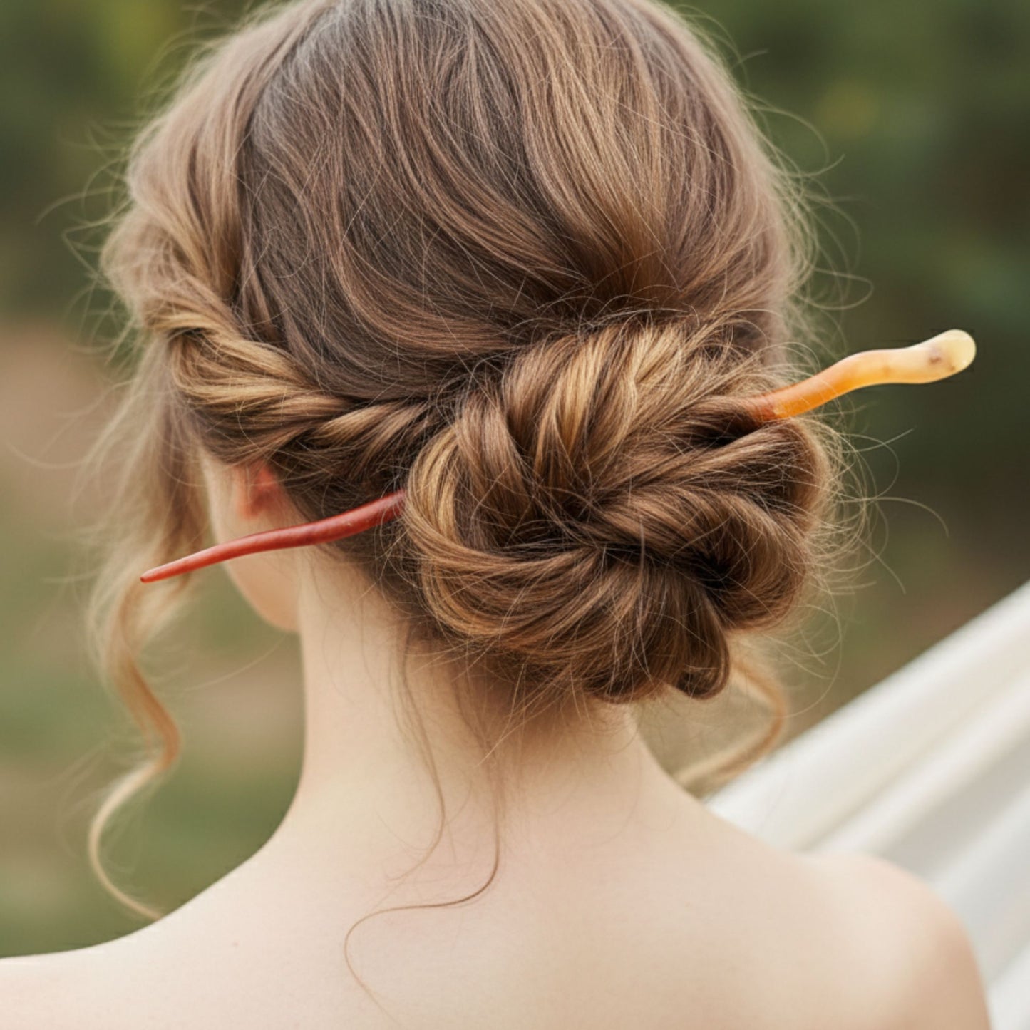 Bâton cheveux résine dégradé rouge orange doré flamme - Pic coiffure 17cm chaleureux - Accessoire artisanal unique fait main