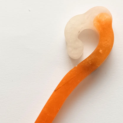 Bâton de Cheveux Ombré en Résine - Coucher de Soleil Orange et Blanc