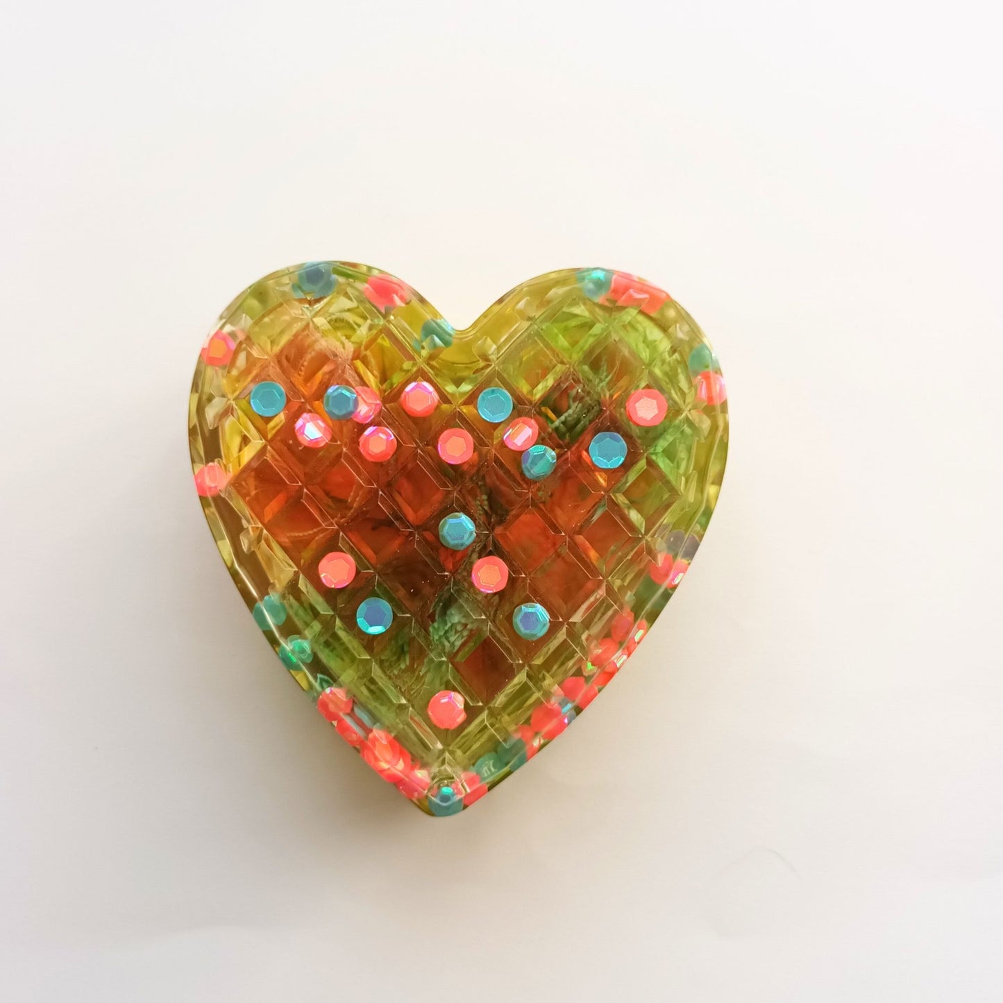 Boîte à Bijoux Cœur Multicolore - Résine Artisanale Fait Main
