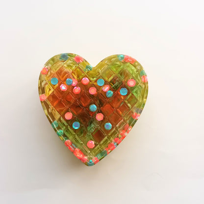Boîte à Bijoux Cœur Multicolore - Résine Artisanale Fait Main