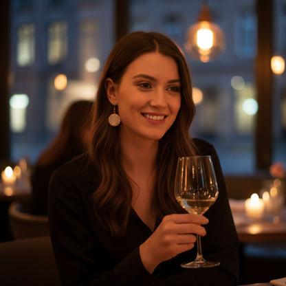 Boucles d'Oreilles Pendantes Résine nacrée & Cristaux rose gold 2 cm