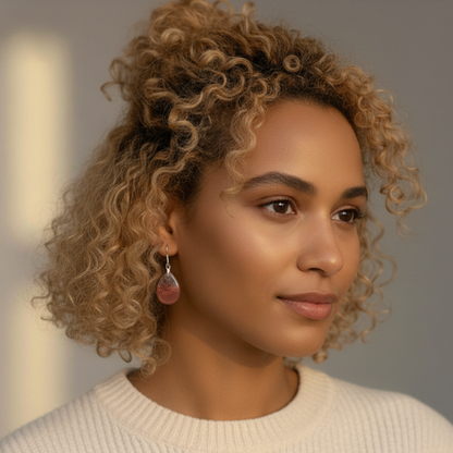 Boucles d'oreilles résine rouge transparent pailleté - Gouttes dégradé ultra-légères - Bijou artisanal unique fait main