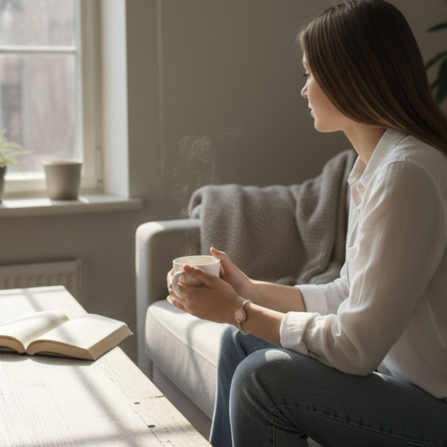 Bracelet Résine Mica Blanc & Cristaux Rose Gold
