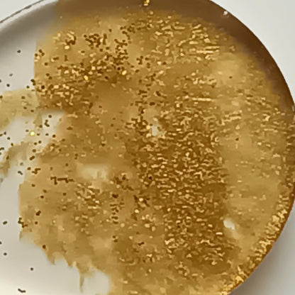 Collier pendentif résine transparent doré pailleté - Rond dégradé lumineux - Bijou artisanal unique fait main