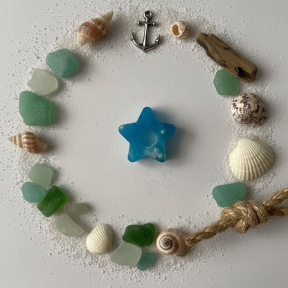 Lot 2 breloques résine étoiles bleu turquoise océan - Pendentifs DIY marins - Accessoires artisanaux uniques faits main