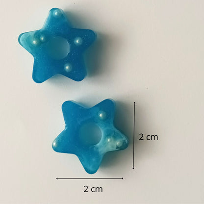 Lot 2 breloques résine étoiles bleu turquoise océan - Pendentifs DIY marins - Accessoires artisanaux uniques faits main