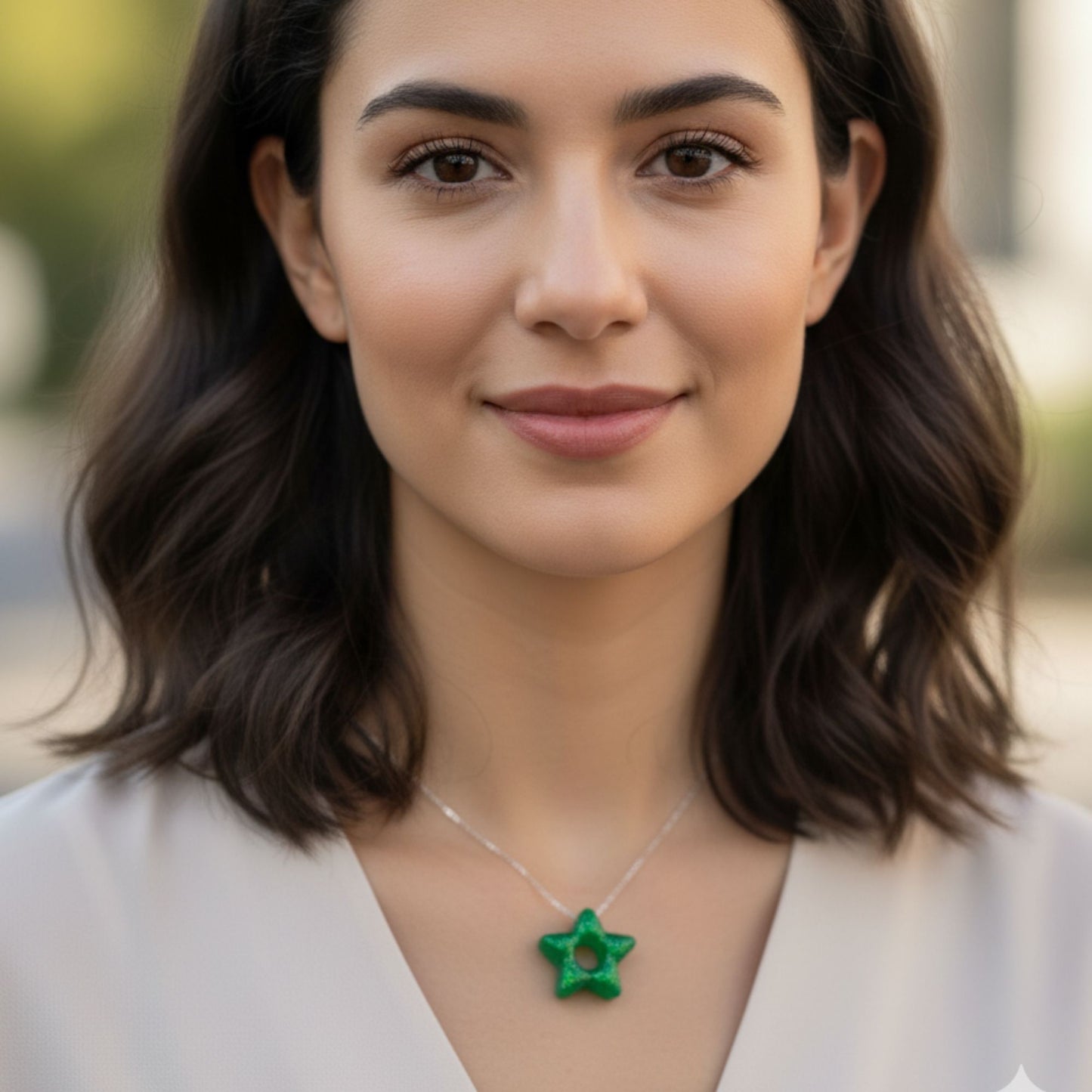 Lot 2 breloques résine étoiles vert émeraude pailleté - Pendentifs DIY festifs - Accessoires artisanaux uniques faits main