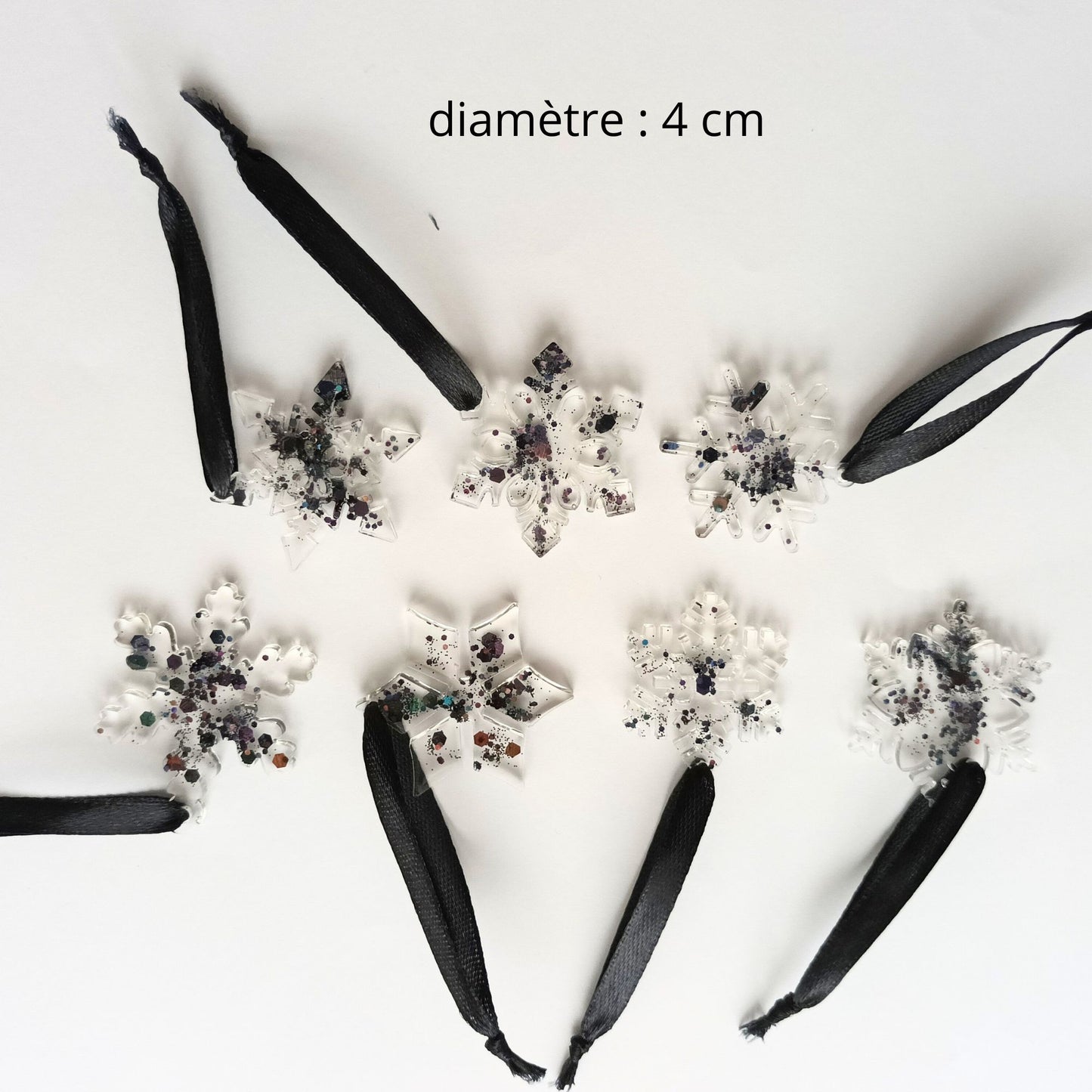 Lot de 7 Suspensions Flocon de Neige en Résine Transparente "Nuit Étoilée"