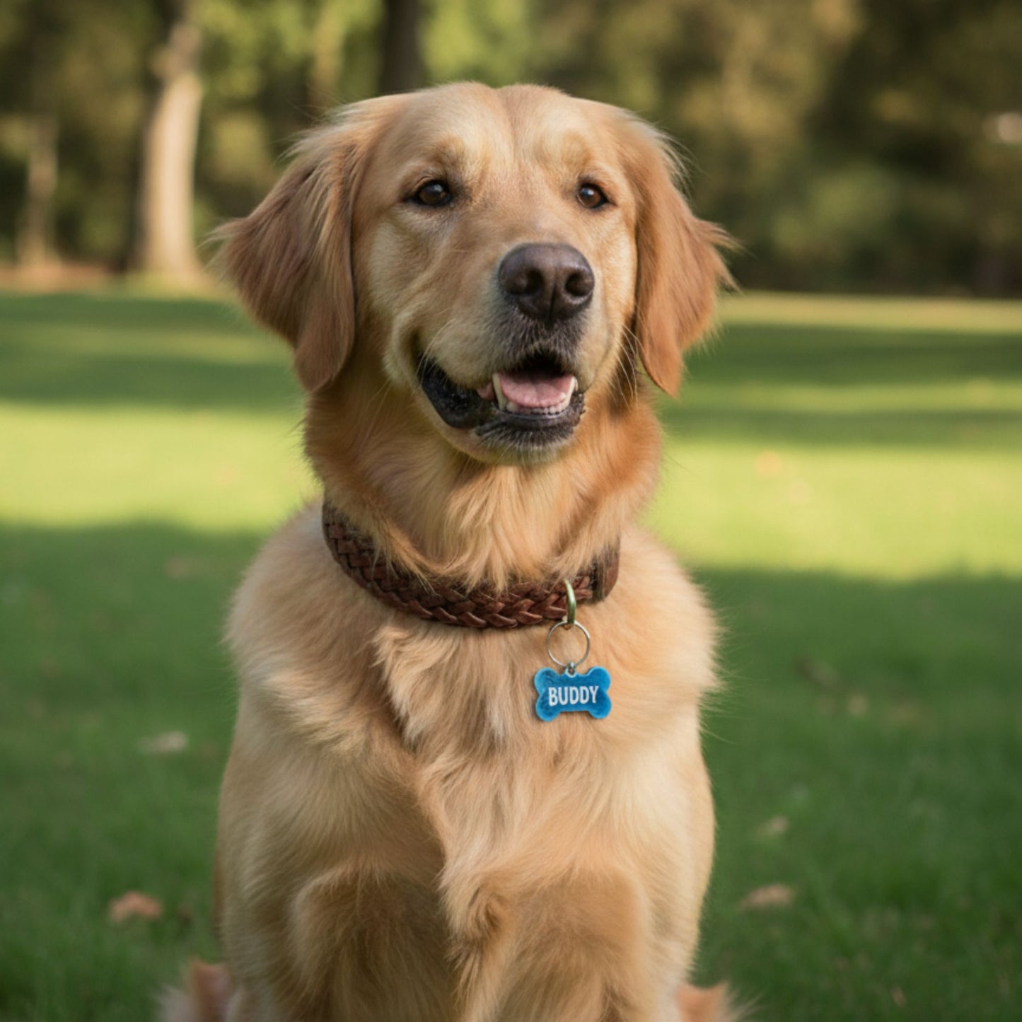 Médaillon d'Identification Os pour Collier - Résine Vague Bleue et Blanche