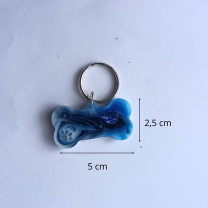 Médaillon d'Identification Os pour Collier - Résine Vague Bleue et Blanche