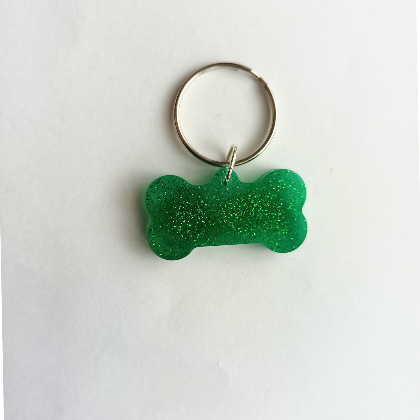 Médaillon d'Identification Os pour Collier - Résine Vert Émeraude Pailleté