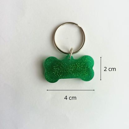 Médaillon d'Identification Os pour Collier - Résine Vert Émeraude Pailleté