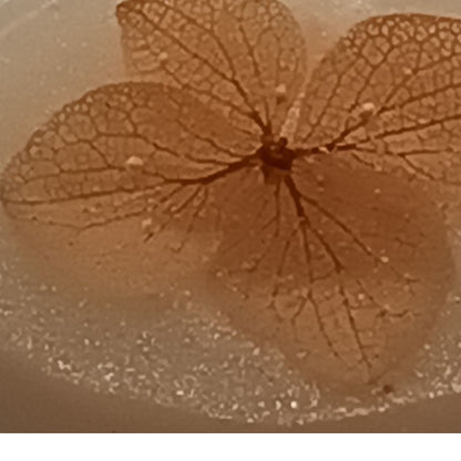 Collier pendentif résine fleur séchée nacré - Ovale mica nacré botanique - Bijou artisanal unique fait main