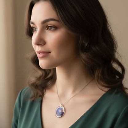 Pendentif résine violet pailleté transparent - Ovale géode améthyste sans chaîne - Bijou artisanal unique fait main