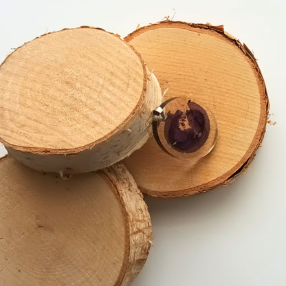 Pendentif résine violet pailleté transparent - Ovale géode améthyste sans chaîne - Bijou artisanal unique fait main