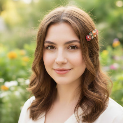 Pince à Cheveux Candy en Résine Multicolore et Inclusions Pailletées