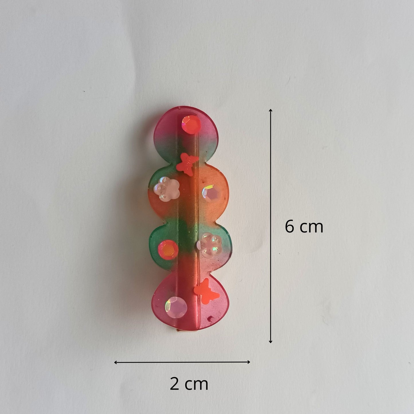 Pince à Cheveux Candy en Résine Multicolore et Inclusions Pailletées