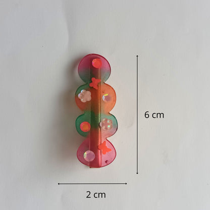 Pince à Cheveux Candy en Résine Multicolore et Inclusions Pailletées