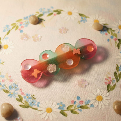 Pince à Cheveux Candy en Résine Multicolore et Inclusions Pailletées