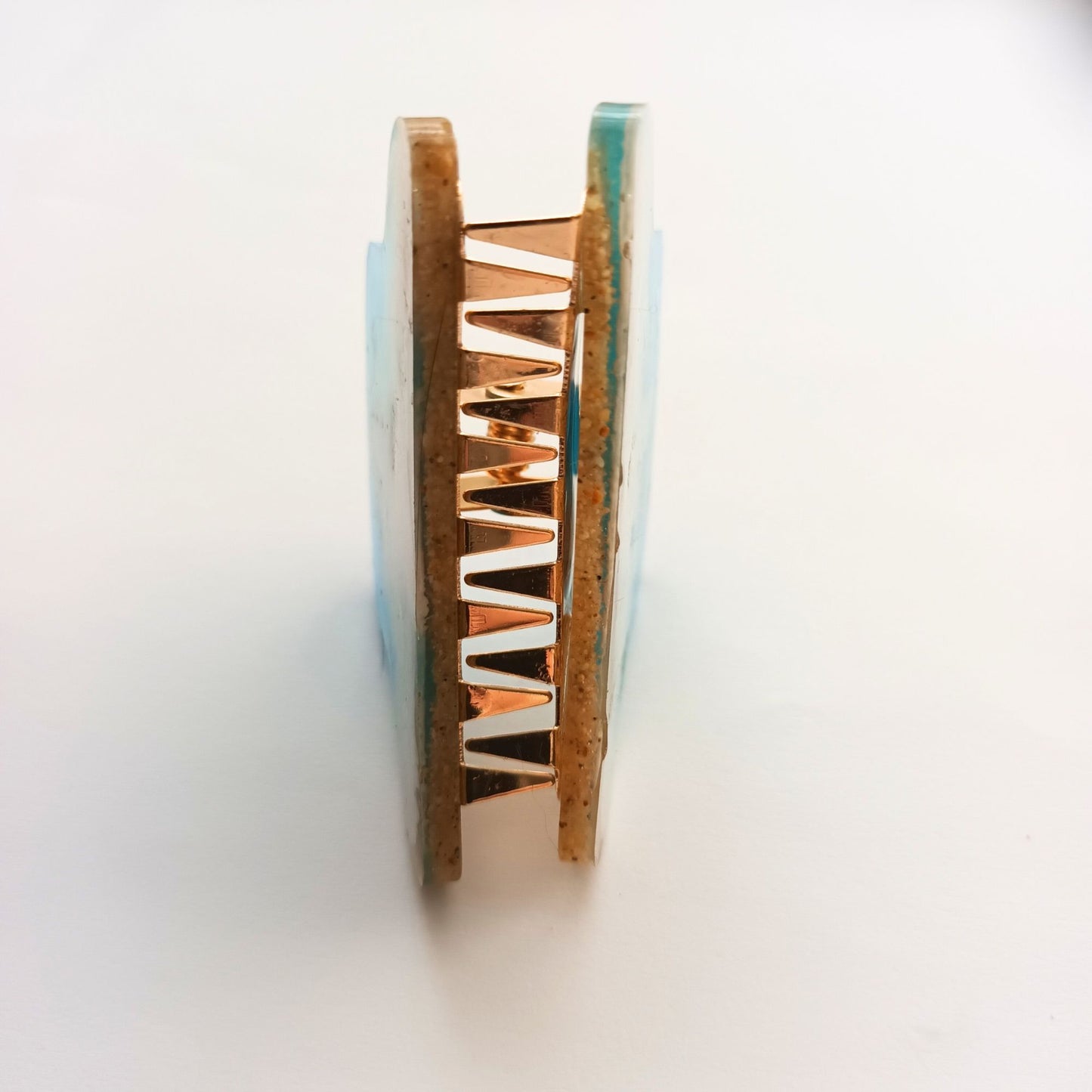 Grande Pince à Cheveux Crabe Vague Océan en Résine - Effet Plage 3D - Création Artisanale