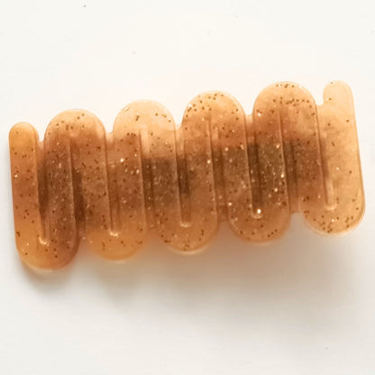 Pince cheveux résine spirale miel doré pailleté - Accessoire ondulé 6cm - Bijou artisanal unique fait main