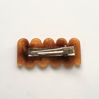 Pince cheveux résine spirale miel doré pailleté - Accessoire ondulé 6cm - Bijou artisanal unique fait main