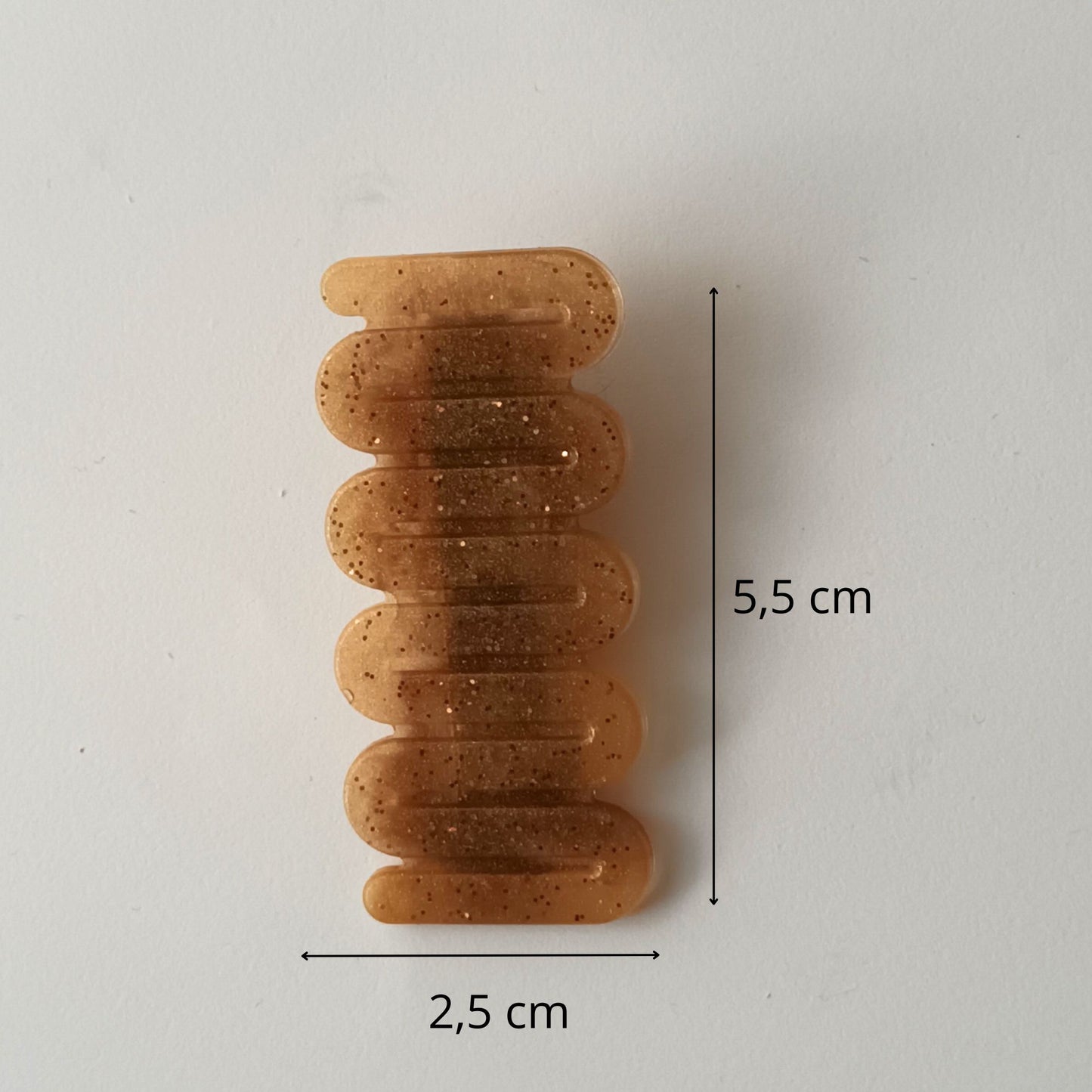 Pince cheveux résine spirale miel doré pailleté - Accessoire ondulé 6cm - Bijou artisanal unique fait main
