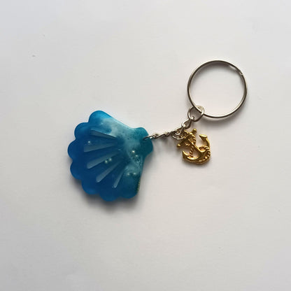 Porte-clés Coquillage Turquoise - Résine Artisanale Ancre Marine