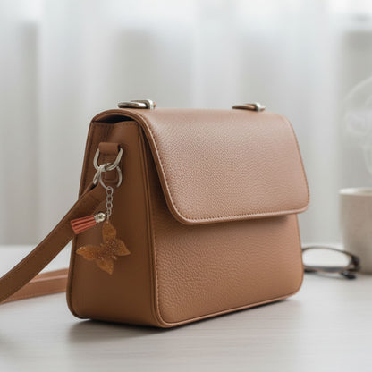 Porte-clés Papillon Doré Paillettes - Résine Artisanale Fait Main