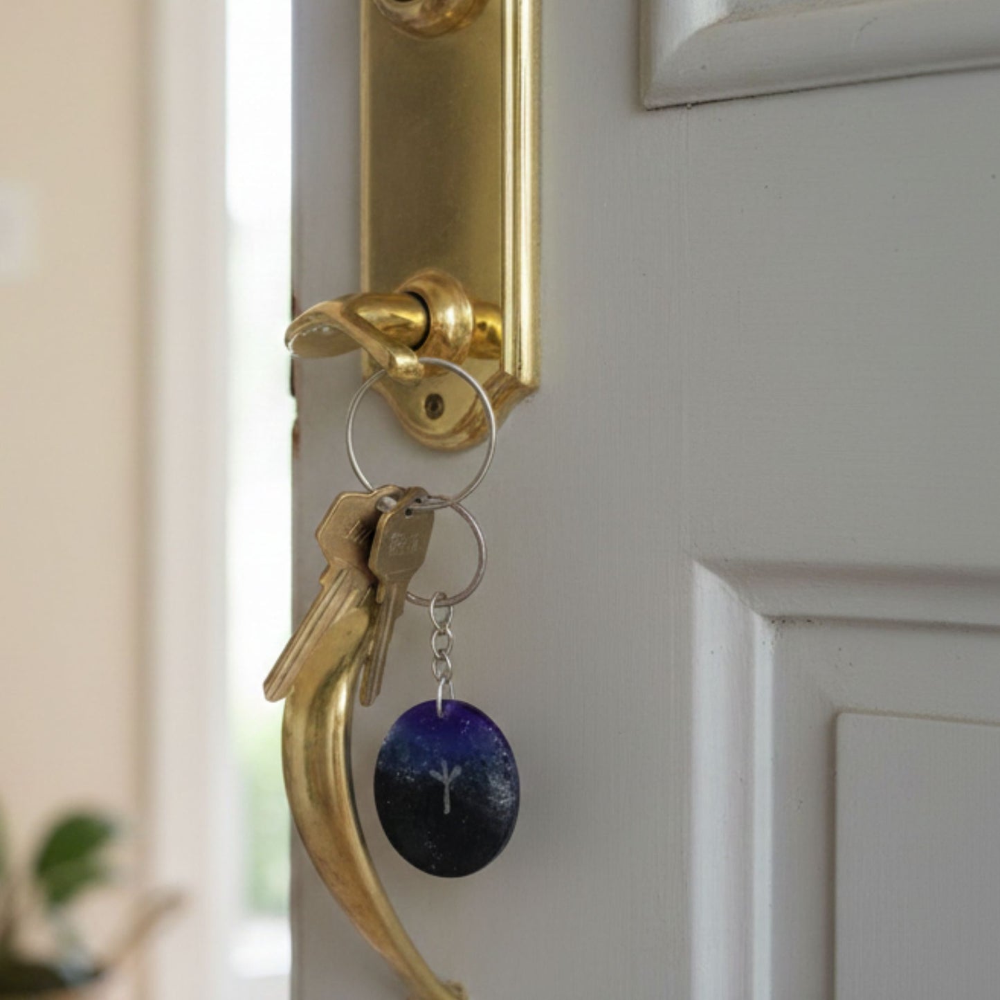 Porte-clés Rune Algiz Galaxy - Résine Artisanale Symbole Viking