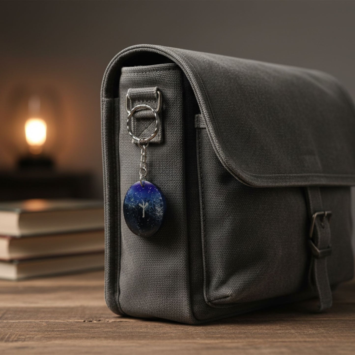 Porte-clés Rune Algiz Galaxy - Résine Artisanale Symbole Viking