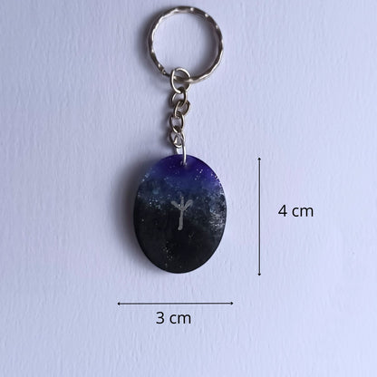 Porte-clés Rune Algiz Galaxy - Résine Artisanale Symbole Viking
