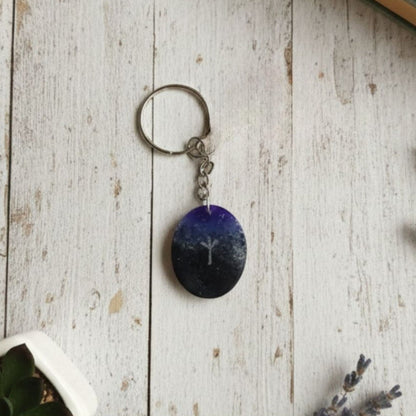 Porte-clés Rune Algiz Galaxy - Résine Artisanale Symbole Viking